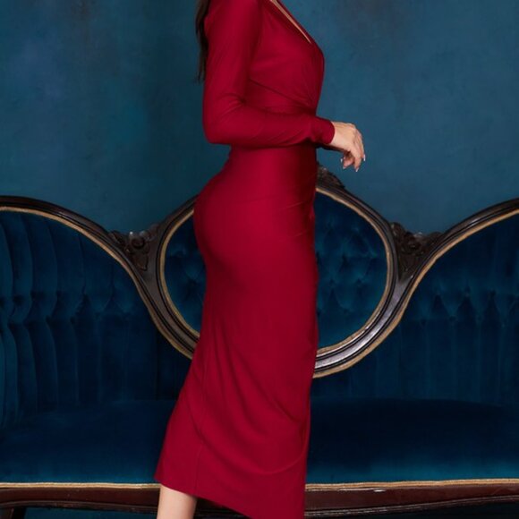 Burgundy Midi Dress - Picture 4 of 5